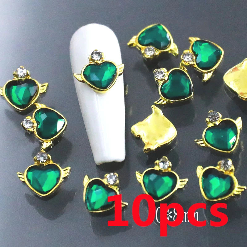 1 Bag Random Luxury Nail Art Dangle Jewelry  (Heart Bowknot)  Mixed Style 3D Nail Art Charms Tassel Design Alloy Nail Art Dangle