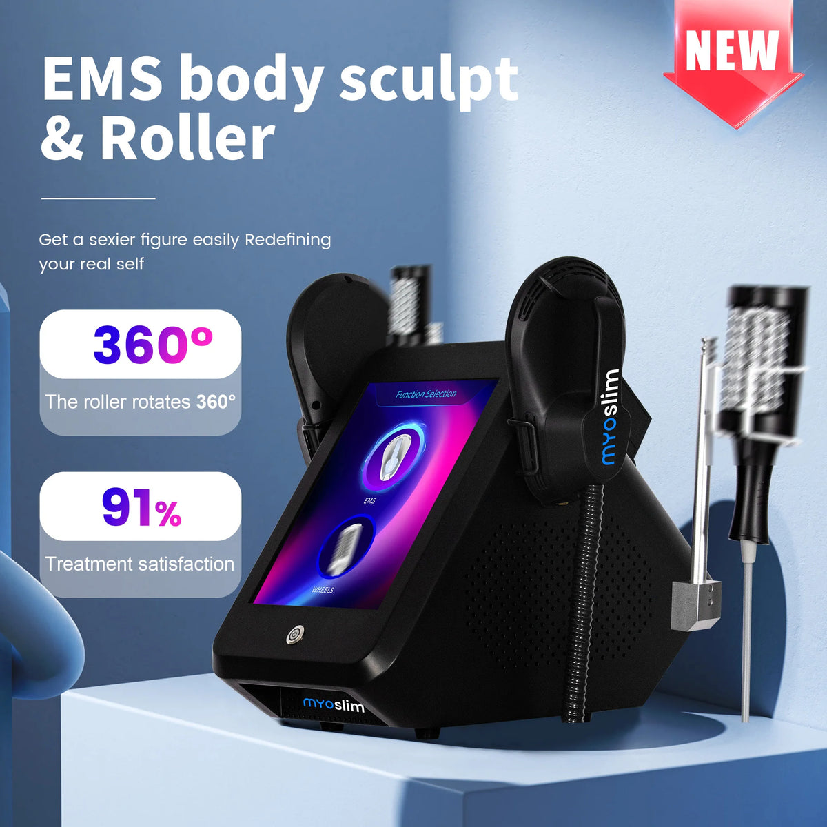 2 IN 1 200HZ EMS Roller Slimming Cellulite Reduction Inner Ball Roller 360 Degree Infrared Vacuum Roller Massage Beauty Machine