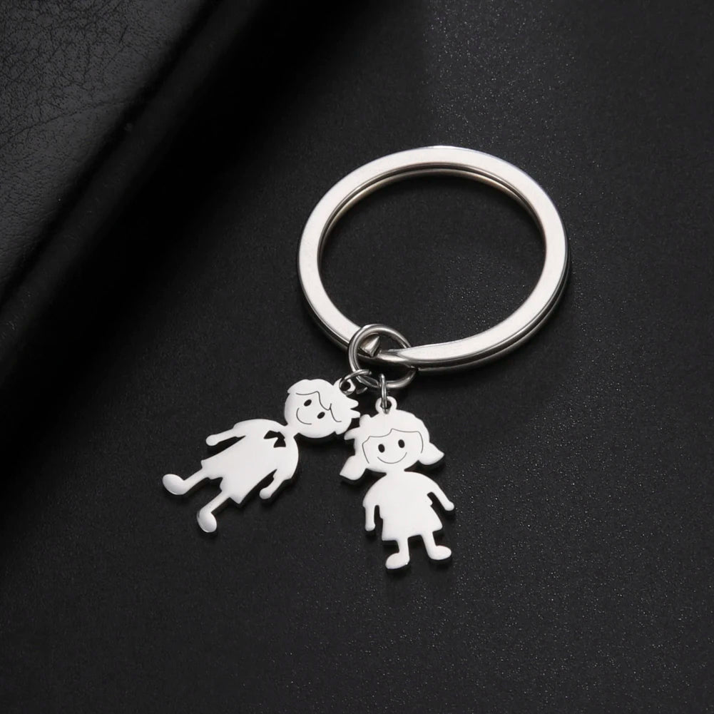 Couple Friend Custom Key Chain Personalized Keychain Family Name Gift For Women Men Father Mother Stainless Steel Charm Jewelry