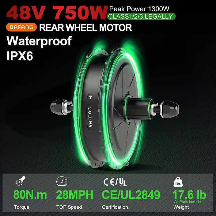 BAFANG G0900 750W HUB Rear hub motor modification kit, peak power 1300W；Powerful Brushless Gearless Conversion Kit
