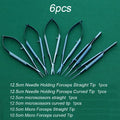 6pcs/set Ophthalmic Tools Set Striaght Curved Scissors Needle Holder Micro Forceps Ophthalmic Instrument Stainless Steel