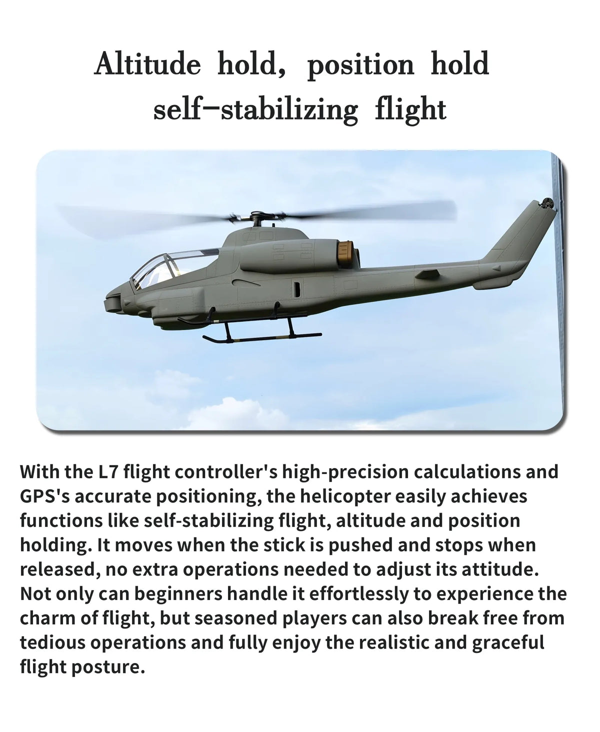 FL500 V2 FLISHRC 500 AH-1 Cobra 500 Size Scale Helicopter GPS with L7 Flight Control RTF