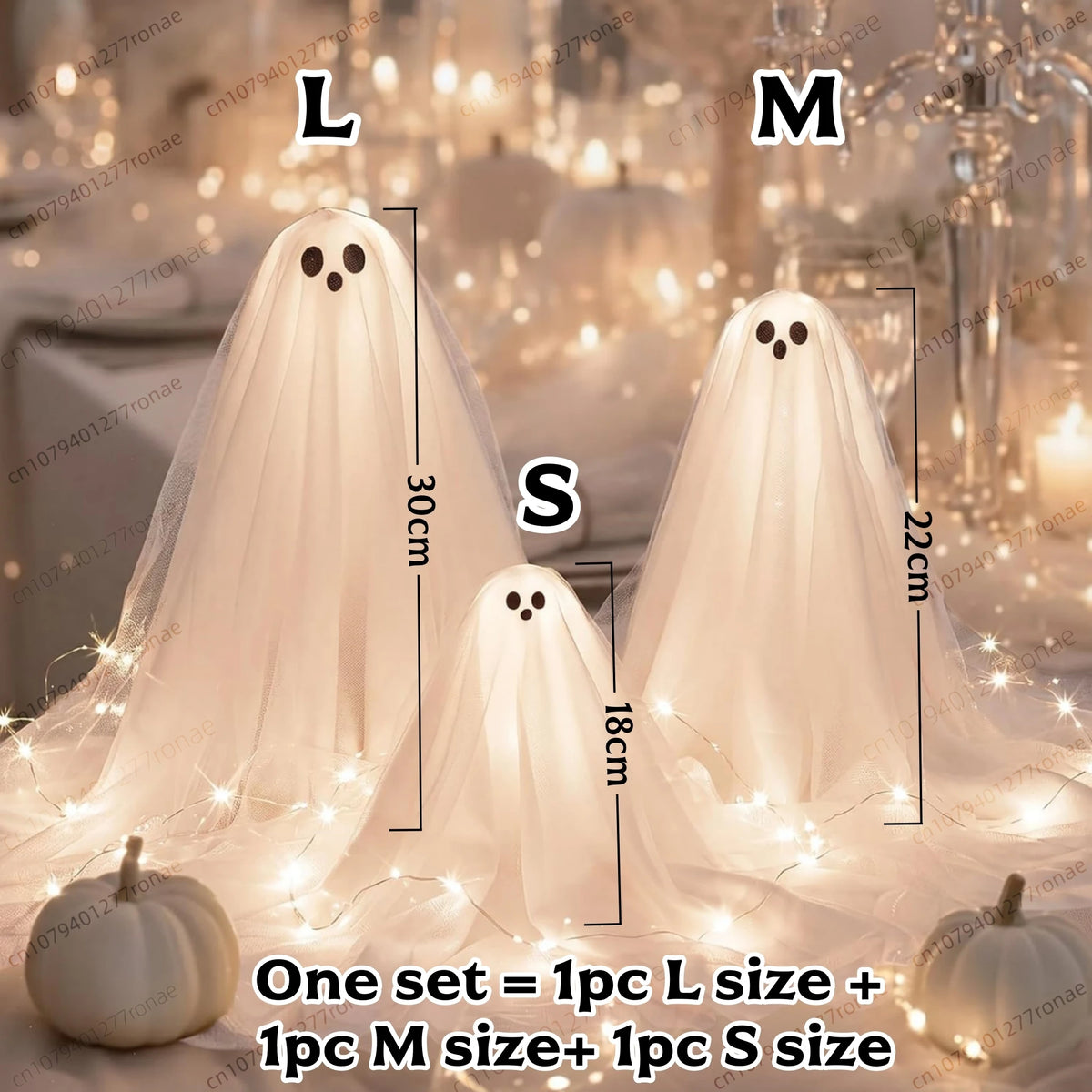 1/2/3Sets Halloween Decorations Lighted Ghost DIY Kit Spooky Lamp Warm White Table Centerpiece for Indoor Halloween Party