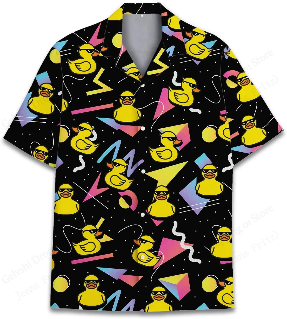 Ribbon Duck 3d Print Hawaiian Shirts Short Sleeve Vocation Beach Shirt Men Blouse Large Size Camisas Men Clothes Cartoon Animal