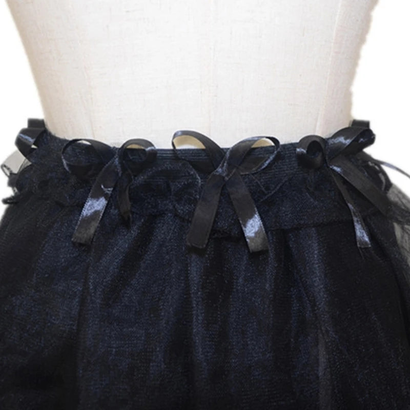 Summer Victorian Steampunk Bustle Skirt 5 Layered Tie-on Belt Tulle Tutu Overskirt Dance Performances Halloween Cosplay Costume