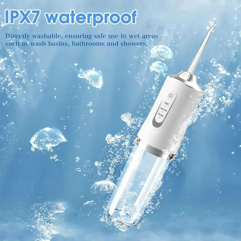 Powerful Battery Electric Pick Ipx7 3 Modes Rechargeable Teeth Cleaning Replacement Tips Oral Irrigator Water Dental Flosser