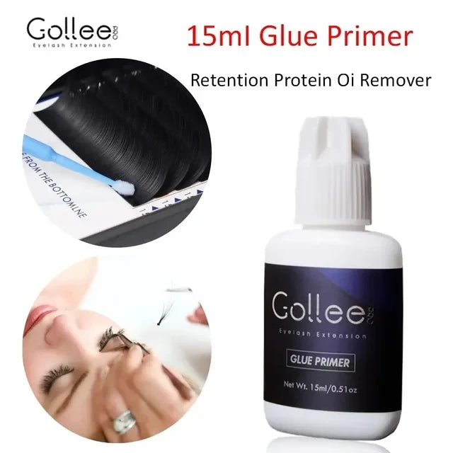 Gollee Eyelash Extensions Glue 15ml Lash Cleansing Primer Super Bonding Lasting Accelerated Curing Lash Extension Primer Makeup