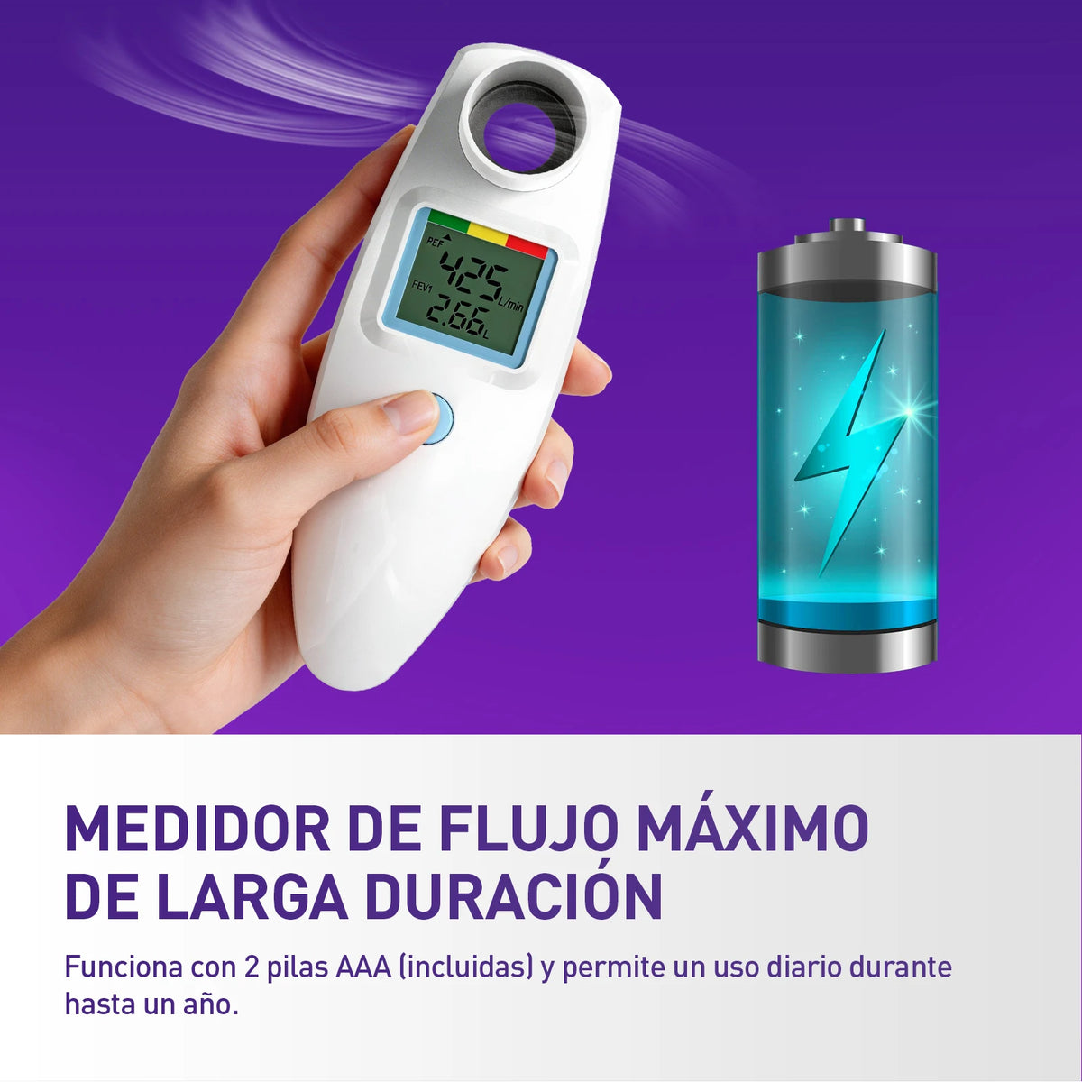Nascool Digital Peak Flow Meter for Asthma COPD, Spirometer for PEF & FEV1 Test