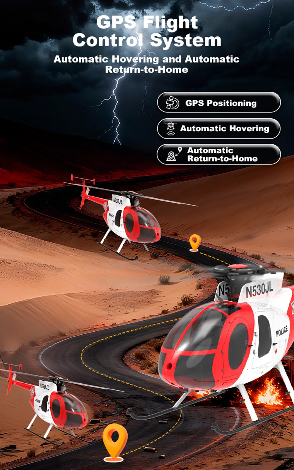 YUXIANG 1/16 F119S(MD500) 9CH GPS RC Helicopter