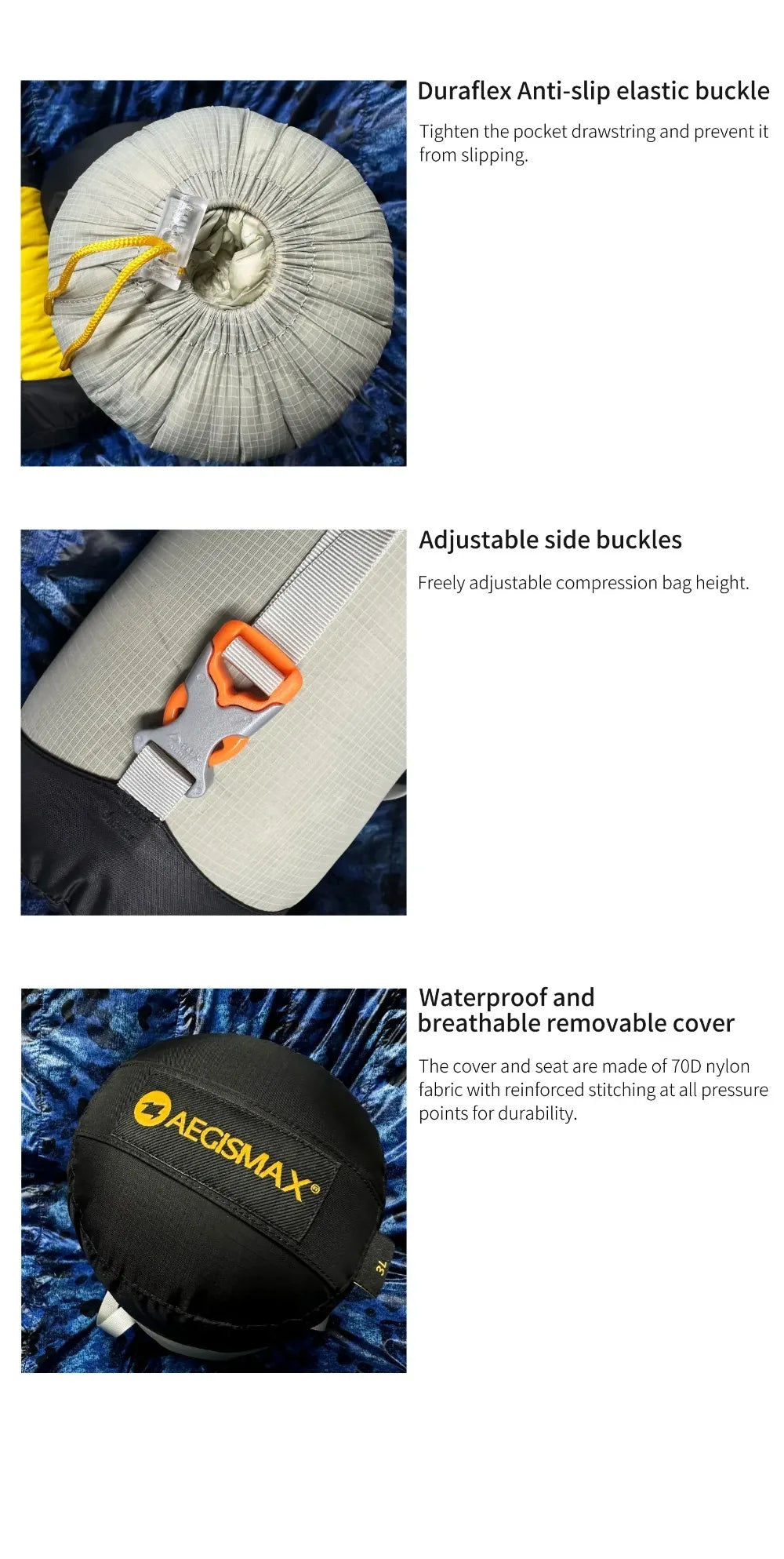 AEGISMAX 1.5L-45L Sleeping Bag Compression Sack   Outdoor Camping Waterproof Storage Bag Stuff Sack Sleeping Bag Accessories