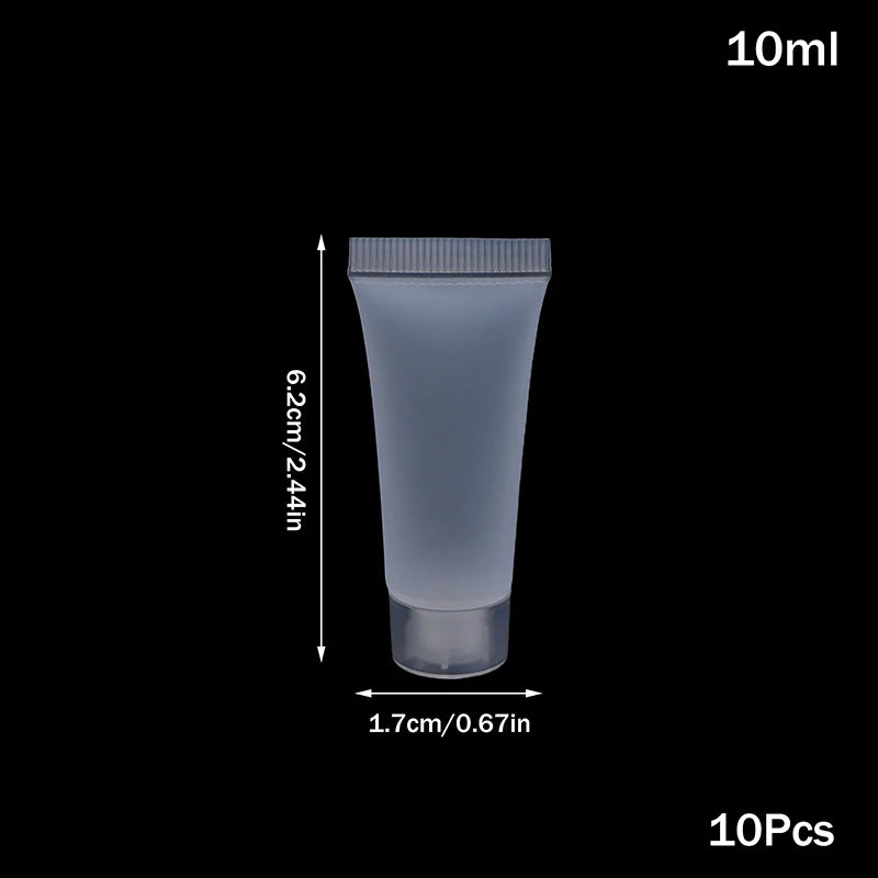 10Pcs Refillable Clear Squeeze Lotion Container Bottle Empty Matte Tube Travel Pack Cosmetic Cream Lotion Shampoo Bath Dispenser