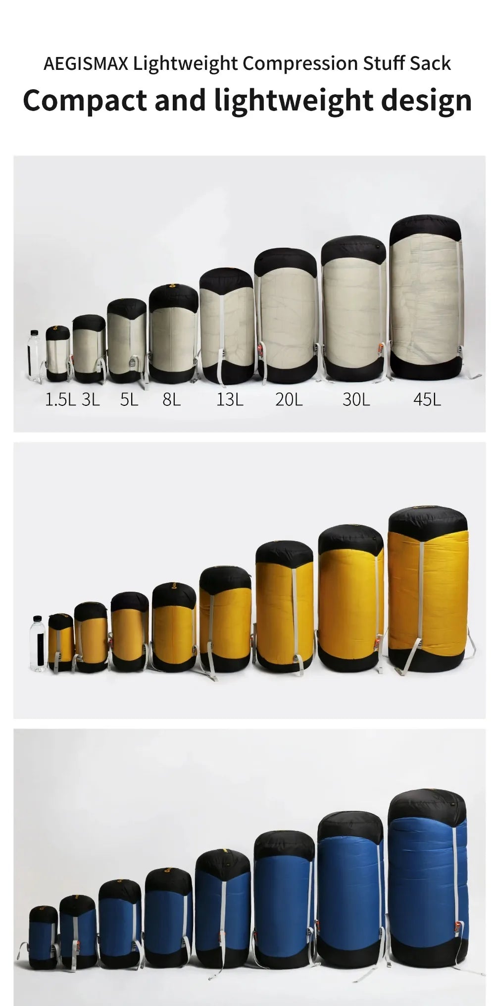 AEGISMAX 1.5L-45L Sleeping Bag Compression Sack   Outdoor Camping Waterproof Storage Bag Stuff Sack Sleeping Bag Accessories