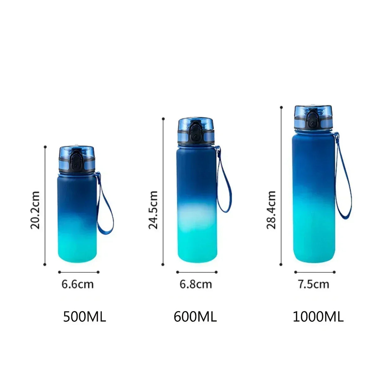 1 Liter Sports Water Bottle Large Capacity Summer Men Women Portable Plastic Bottle for Outdoor Travel Fitness Drinkware