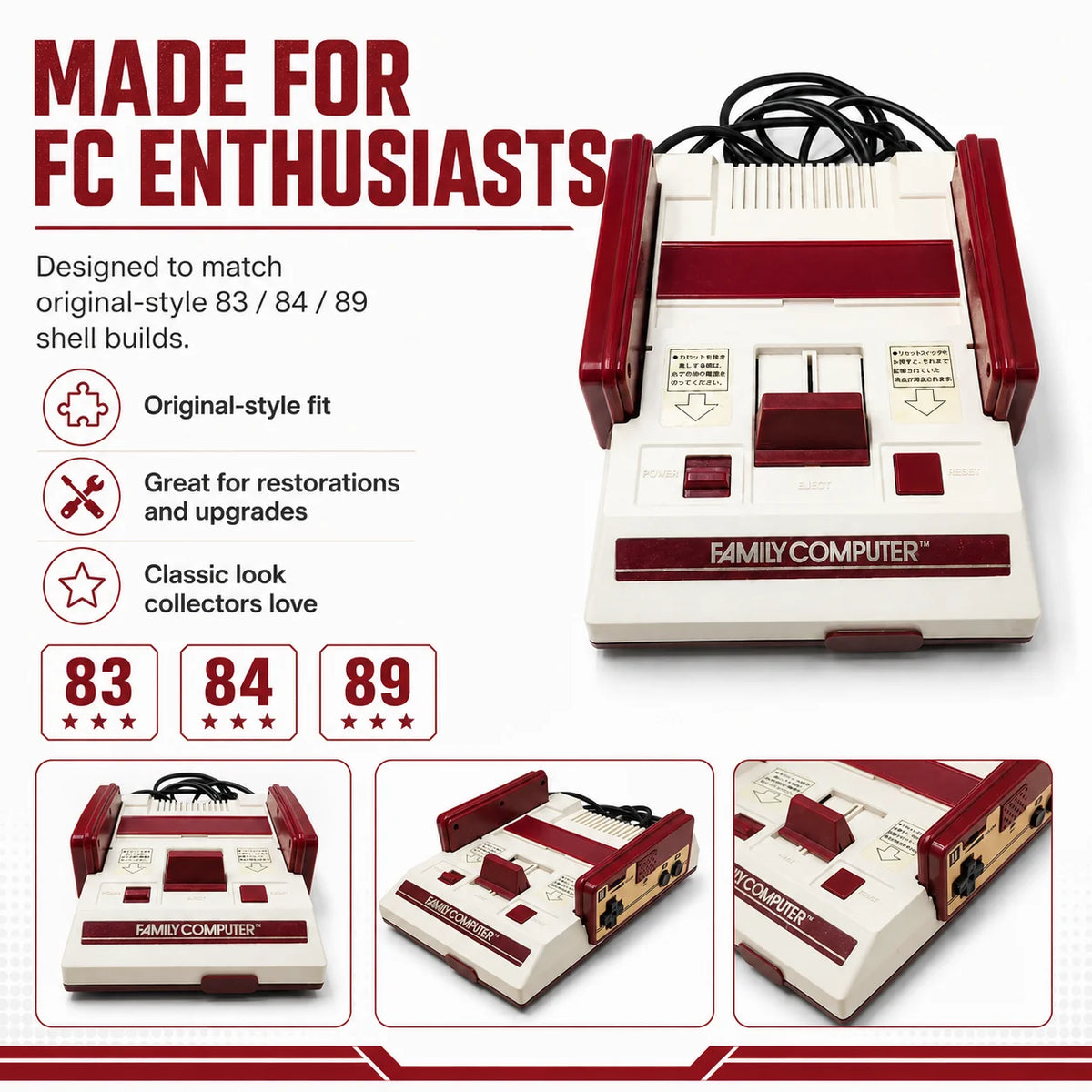 Retro Game  AV S-Video RGB Famicom NES Compatible with Original 83, 84, 89 Shells RGB Famicom Clone Console Supports Zapper