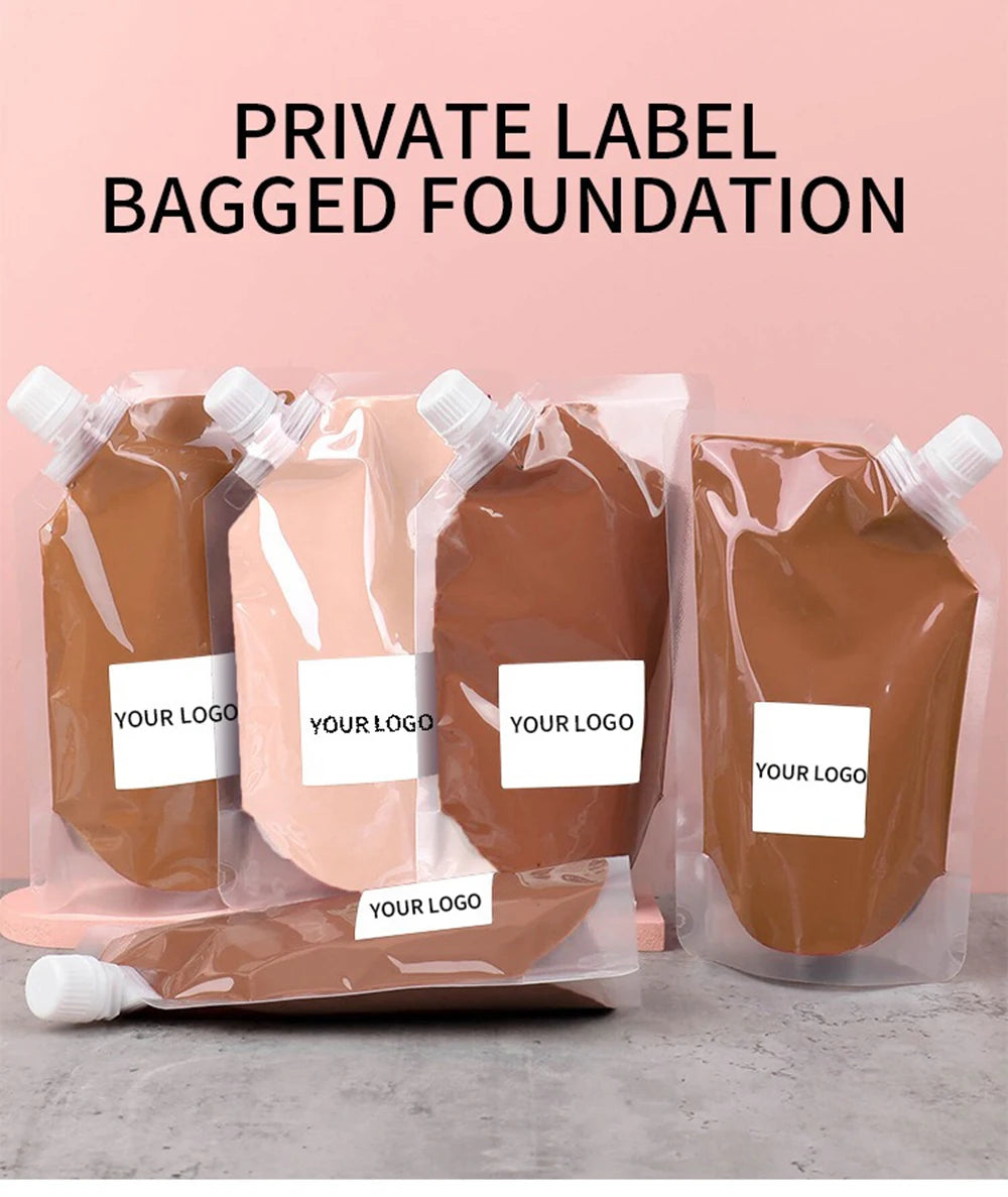 24 Color Matte Liquid Foundation Private Label Long Lasting Semi-finished DIY Bagged Sweat-proof Custom Logo Makeup Wholesale