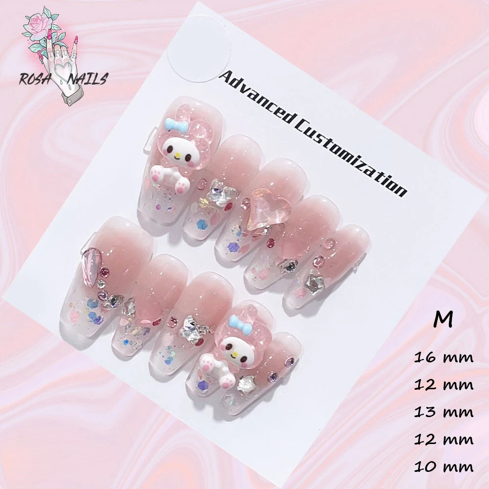 Punk Dragon Charms Press on Nail Artificial Long False Nails XS Black Dragons Goth Presson Tips Butterfly Fake Nail y2k Pressons