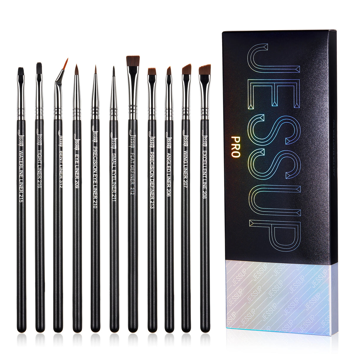Jessup Eyeliner Brush Makeup Thin Bent Precision Angled Flat Definer Ultra Fine Pencil Precision Synthetic S151