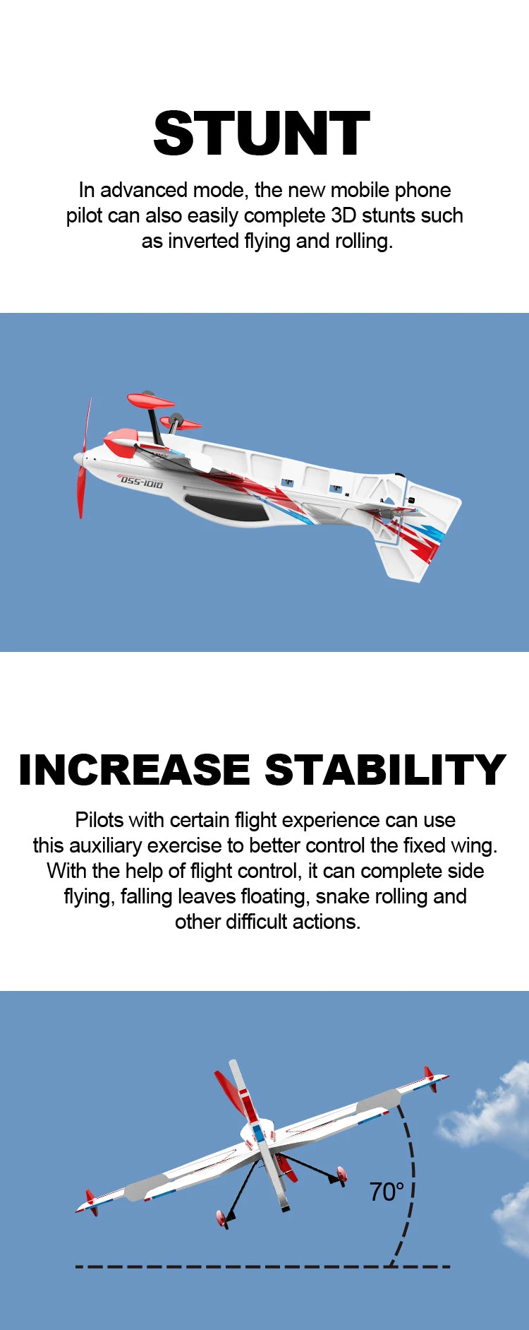 3D Stunt Glider RC Plane Brushless Motor 2.4G Remote Control Aircraft EPP Foam Flight Airplane Toys US Shipping