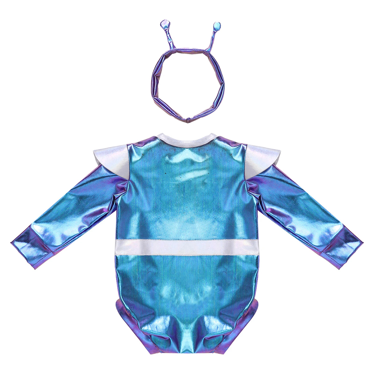 Little Boys Girls Halloween Theme Party Metallic Shiny Alien Rompers Space Robot Astronaut Dress Up Jumpsuit Photography Costume
