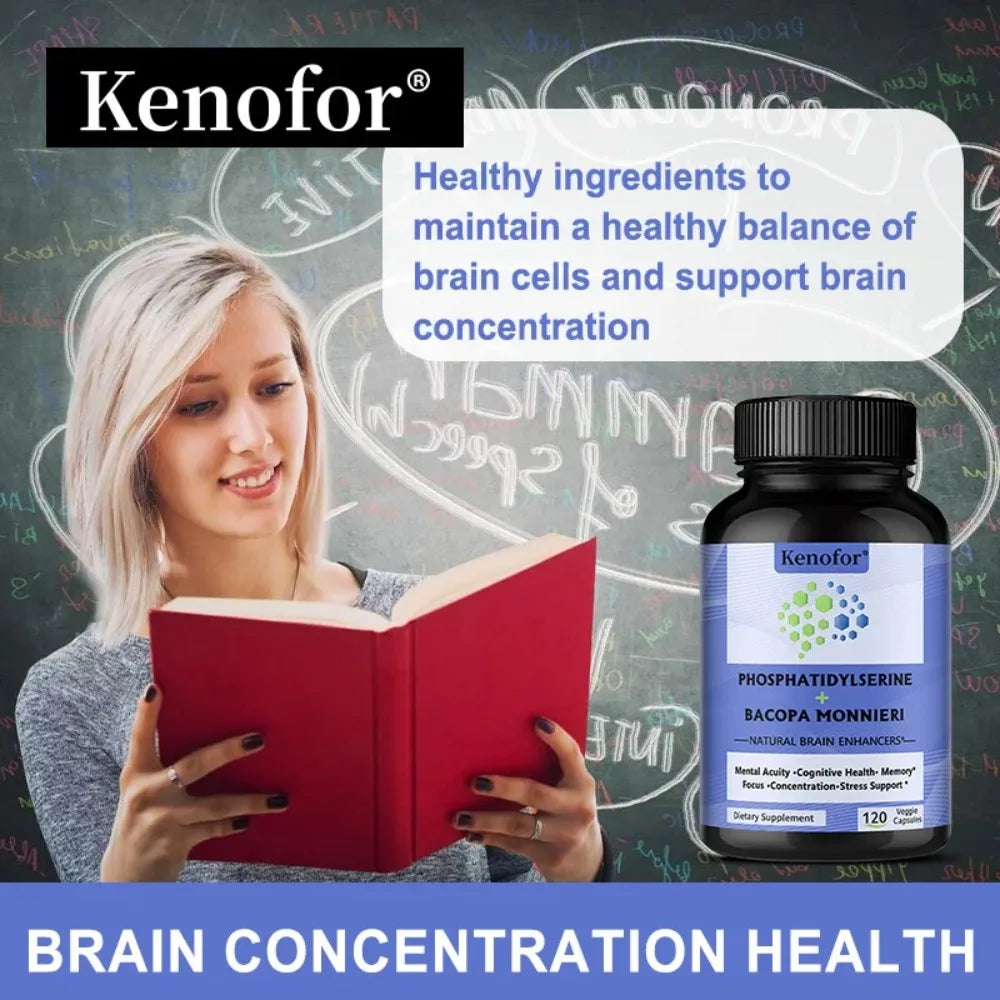 Phosphatidylserine Supplement Capsules, Improves Brain Function, Enhances Focus and Memory
