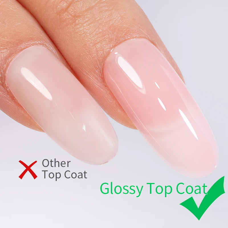 15ML Glossy Top Coat Shine Finish Long Lasting Soak Off Nail Clear UV Nail Lamp Gel For Gel Nail Polish Salon Nail Art Design