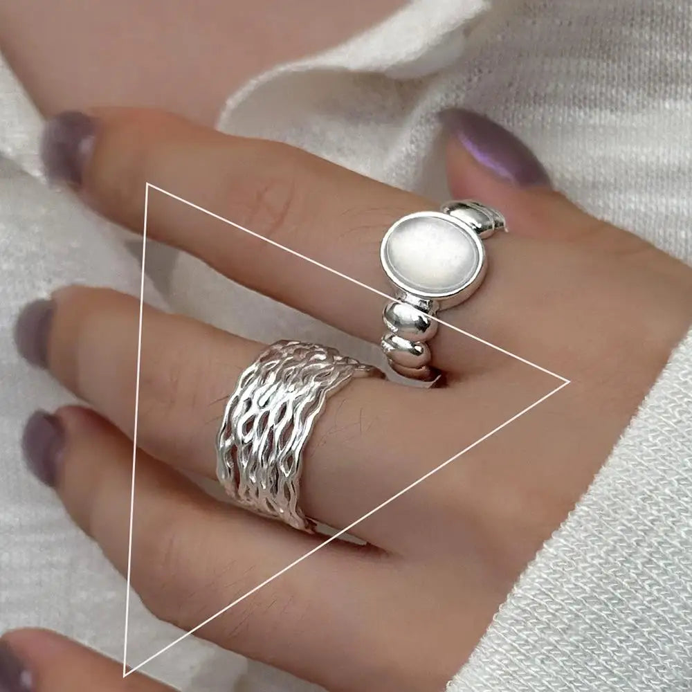 925 Sterling Silver Flower Geometry Ring For Women Girl Hollow Out Zircon Grace Wide Jewelry Gift Dropshipping