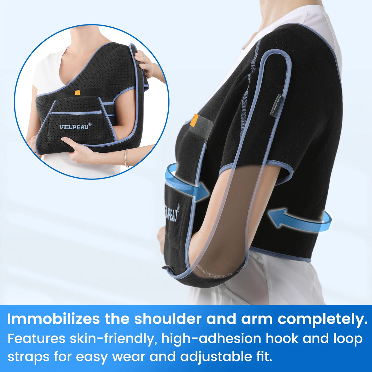 VELPEAU Breathable Shoulder Sling for Arm Fracture Dislocation and Rotator Cuff Tear, Shoulder Immobilizer for Both Arms