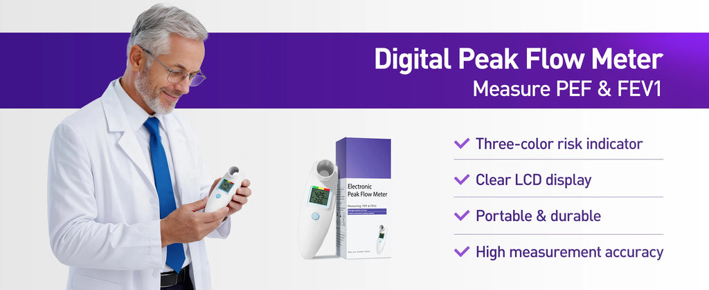Nascool Digital Peak Flow Meter for Asthma COPD, Spirometer for PEF & FEV1 Test