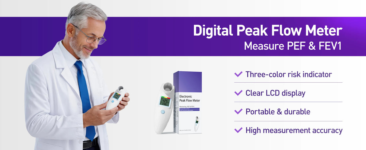 Nascool Digital Peak Flow Meter for Asthma COPD, Spirometer for PEF & FEV1 Test