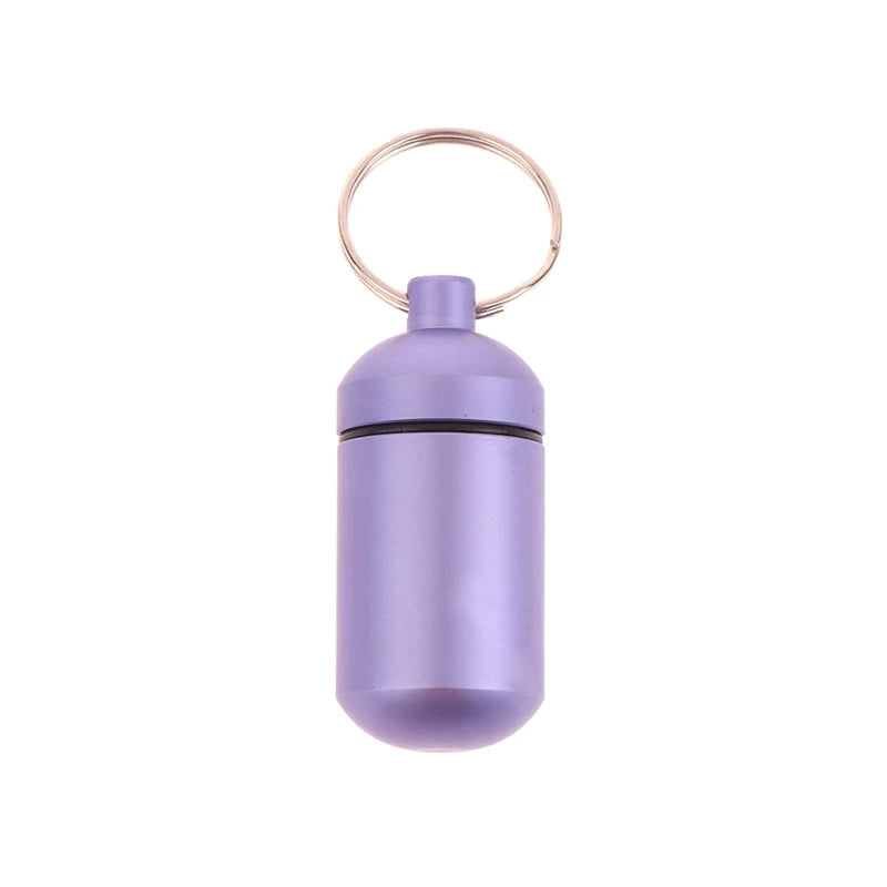 1Pcs Portable Outdoor Waterproof Survival Sealed Pill Box Capsule Seal Bottle  Storage Box  Mini With Keyring Sealed Tank Alloy