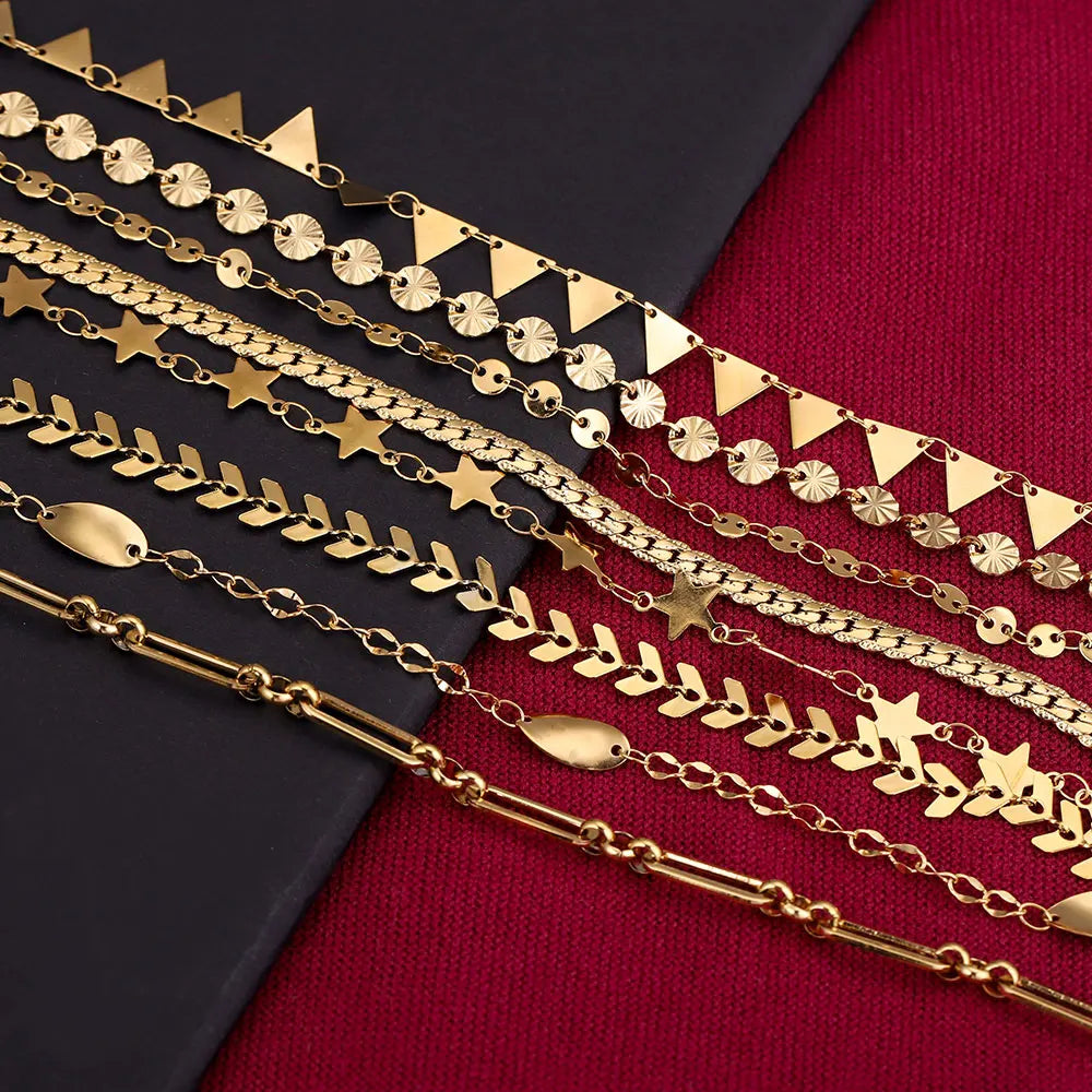 1 Meter Stainles Steel Gold Handmade Star Shells Chains for Women Necklace Bracelet Anklet Making Supplies Bulk Items Wholesale