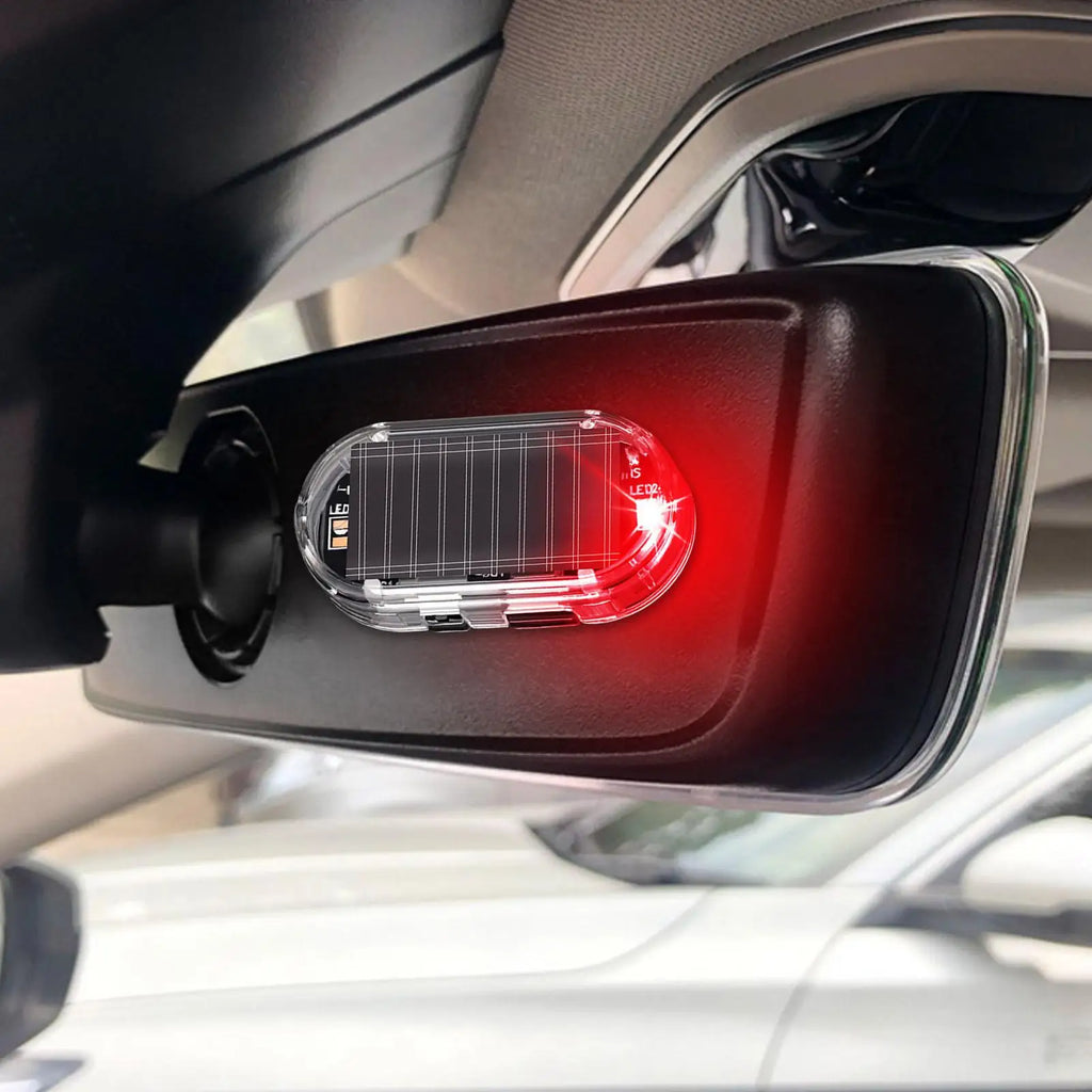 Solar Powered Car Fake Security Light Blue/Red Flashing Simulated Alarm Wireless Warning Anti-Theft Caution Lamp Strobe