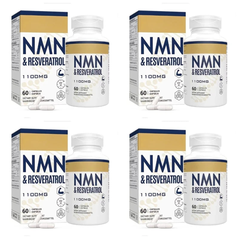 NMN & Resveratrol Capsules Antioxidant Complex Supplement with Black Pepper Extract 1100mg 60 Capsules