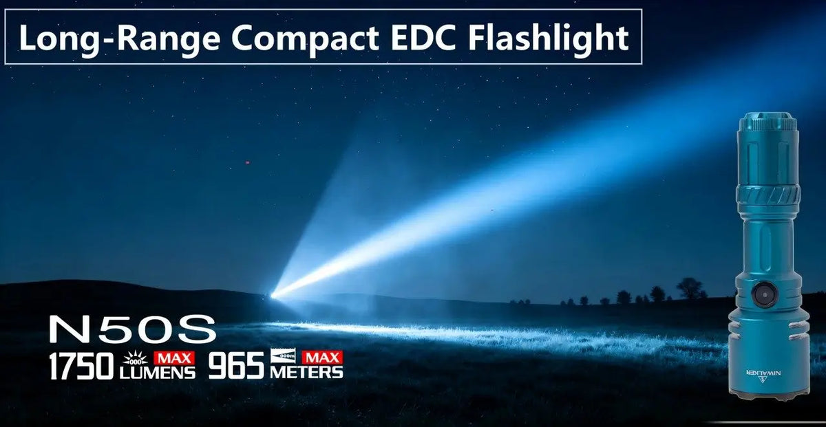 Niwalker N50S Long Range Compact EDC Flashlight 1750Im Led Rechargeable Light Mini Flash Light