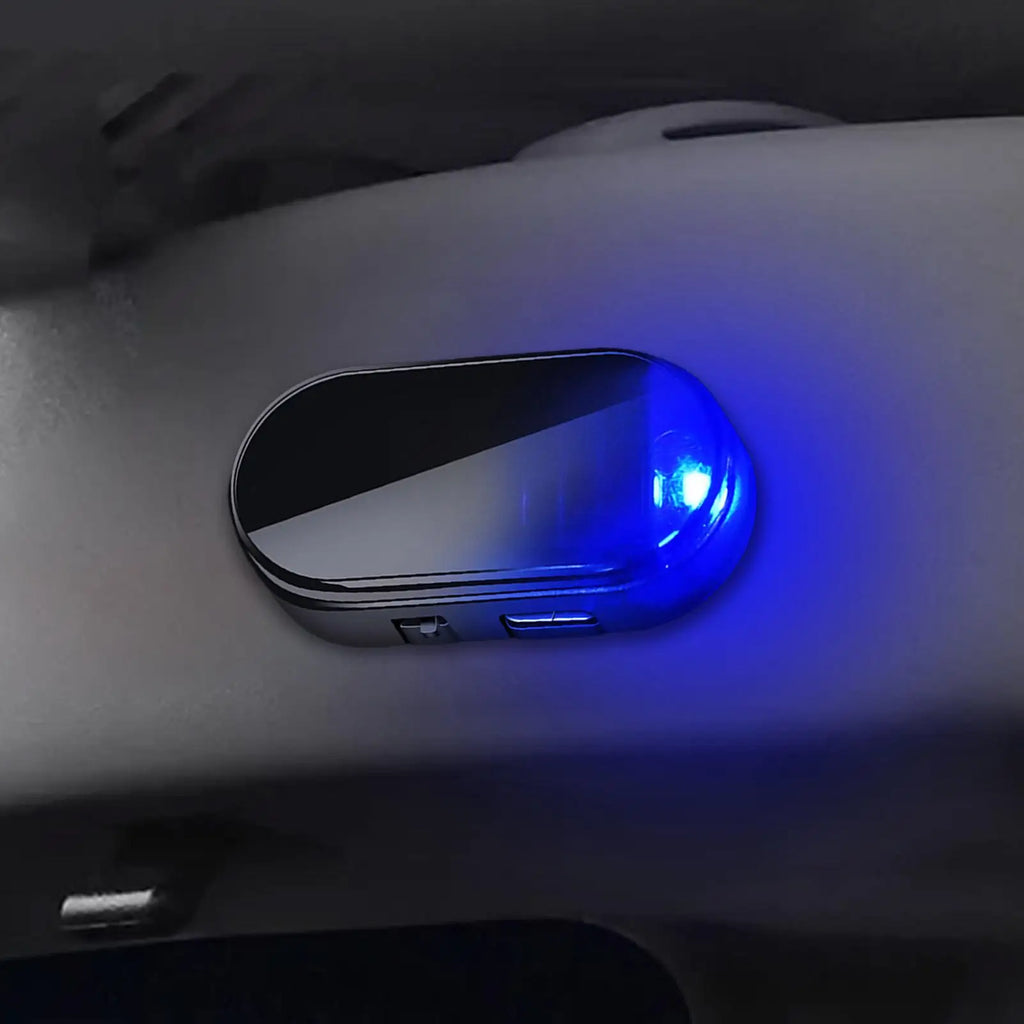 Solar Powered Car Fake Security Light Blue/Red Flashing Simulated Alarm Wireless Warning Anti-Theft Caution Lamp Strobe