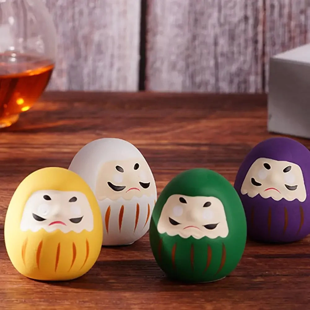 1pcs Japanese Ceramic Daruma Doll Crafts Lucky Charm Fortune Ornament Landscape Home Decor Miniature Accessories Gifts