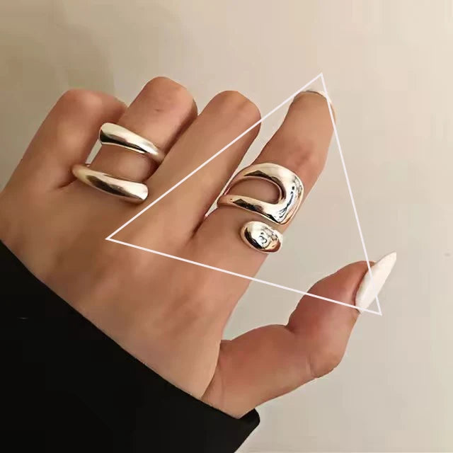 925 Sterling Silver Flower Geometry Ring For Women Girl Hollow Out Zircon Grace Wide Jewelry Gift Dropshipping