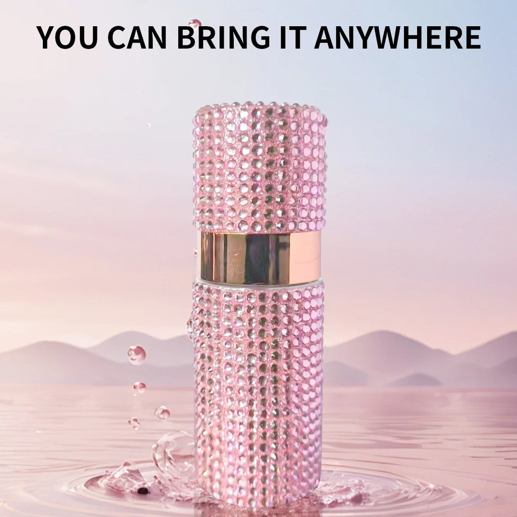 1PC colorful rhinestone spray bottle (pink/gold/silver) | Luxury glitter style plastic cylinder/rectangular portable container |