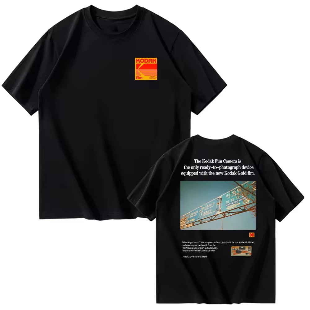 Kodak Polychrome Rainbow Back Print Unisex Cotton T Shirt Vintage Retro Short Sleeve Tee Y2K Casual Streetwear Film Graphic Top