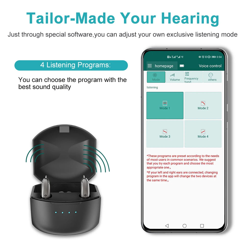 Hearing Aid for Deafness Self-Fitting OTC Hearing Aids Bluetooth Digital Sound Amplifier Portable Elderly Hearing Amplifier