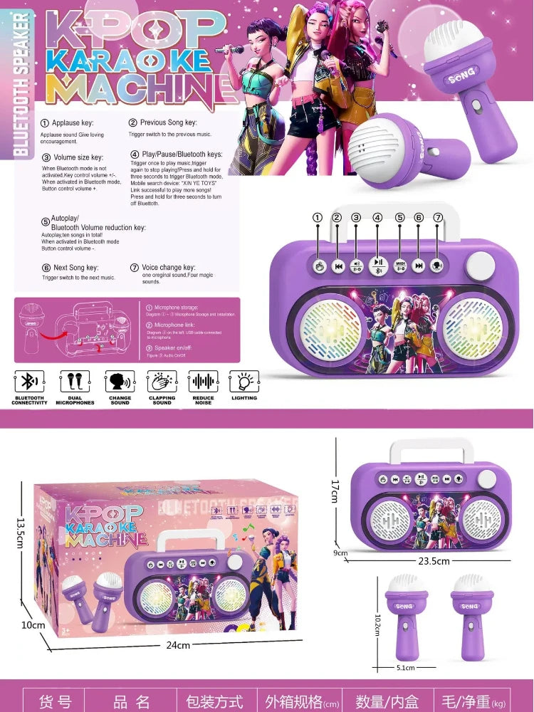 K019 Toys Witch Hunters Microphone With Adjustable Stand Led Lights Support Mp3 Playback Karaoke Singing Music Performance Gift