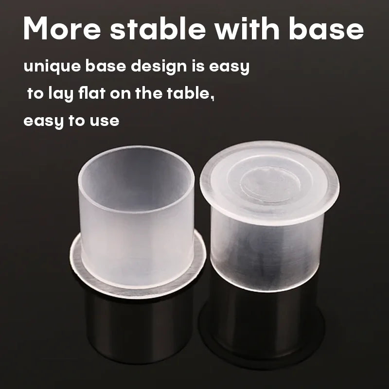 100Pcs POSEIDON Tattoo Ink Cups With Base  Plastic Disposable Pigment Clear Permanent Makeup Tattoo Accessory Tattoo Ink Cups