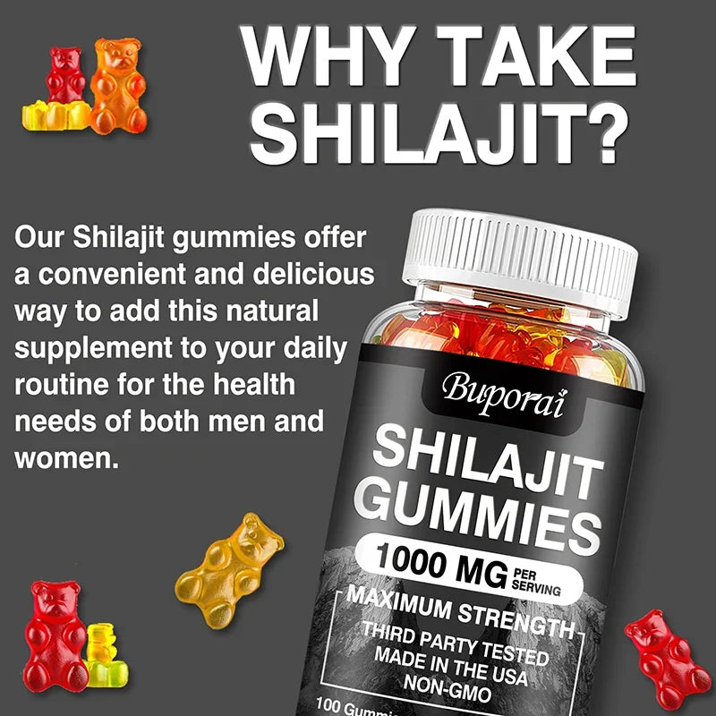 Shilajit Gummies - Energy Level, Memory and Focus Support Relieve Stress Overall Health