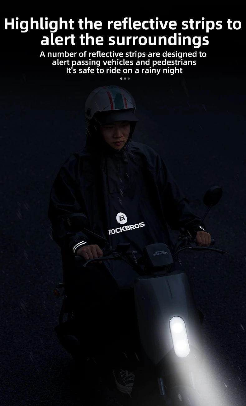 ROCKBROS Bicycle Raincoat Cycling Jacket Poncho Rainproof Hooded Coat Commute Rain Cape Electromobile Waterproof Windproof Cloak