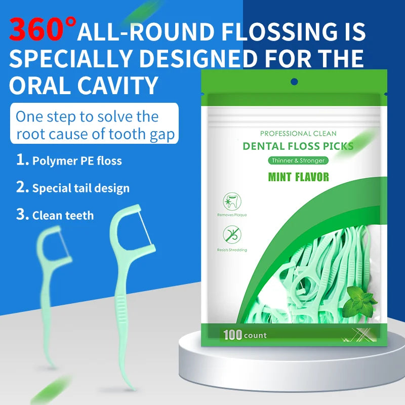 100PCS MINT DENTAL FLOSS FRESH MOUTH Cleaning Tools Floss Set Clean Between Teeth Toothpicks Boxed Dental Floss Picks
