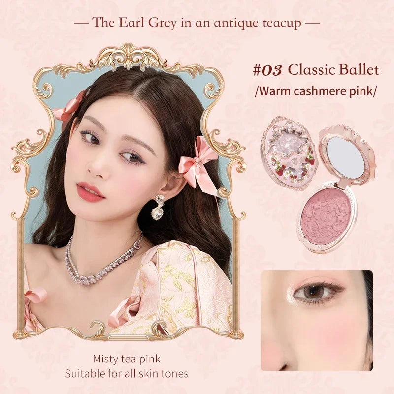 Flower Knows Strawberry Rococo Series Embossed Blush 5g Blush Powder Berry Mary Blusher Palette Makeup Profesional