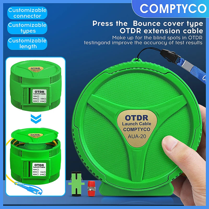 AUA-20 Single Mode 1KM OTDR Launch Cable Fiber Optic Testing Extension Cable SC/FC/ST/LC(A/UPC) Fiber Ring Dead Zone Eliminator