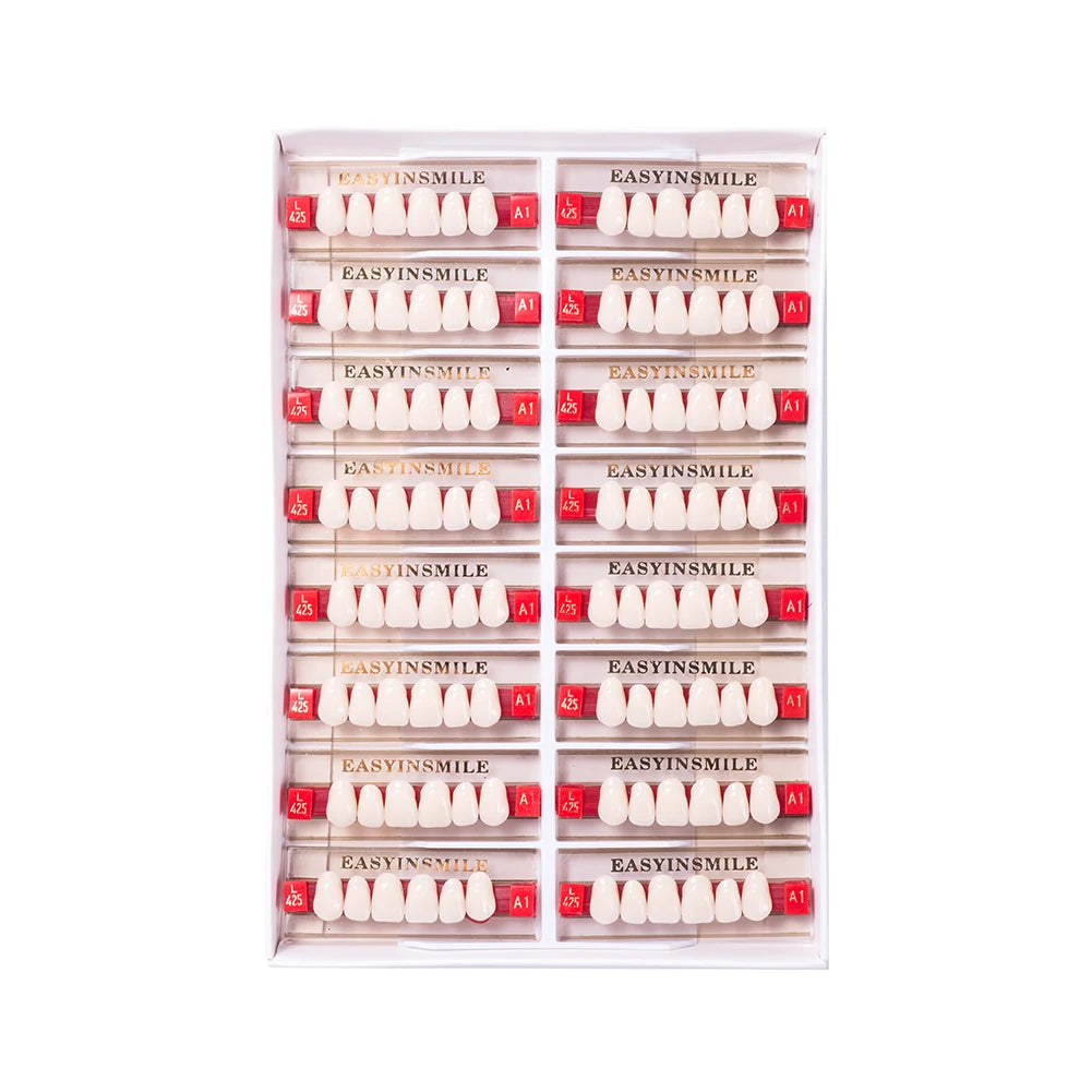 84/96PCS Dental Resin Teeth Acrylic Synthetic Denture A1 A2 A3 Shade 2-Layer Acrylic Denture Education Model Upper/Lower A1-D4
