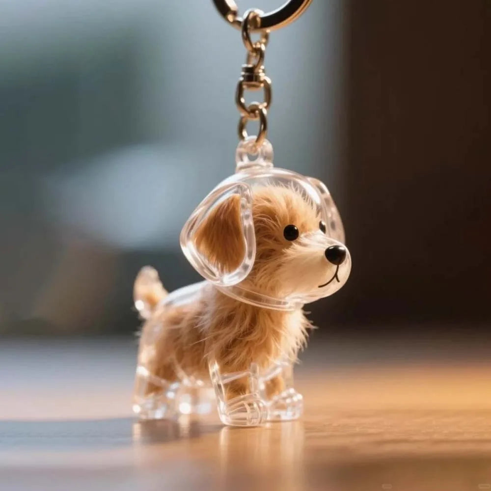 Dog Shape Dog Hair Storage Box Hair Grooming DIY Handmade Pet Hair Keychain Transparent Keyring Puppy Pendants Pet lovers