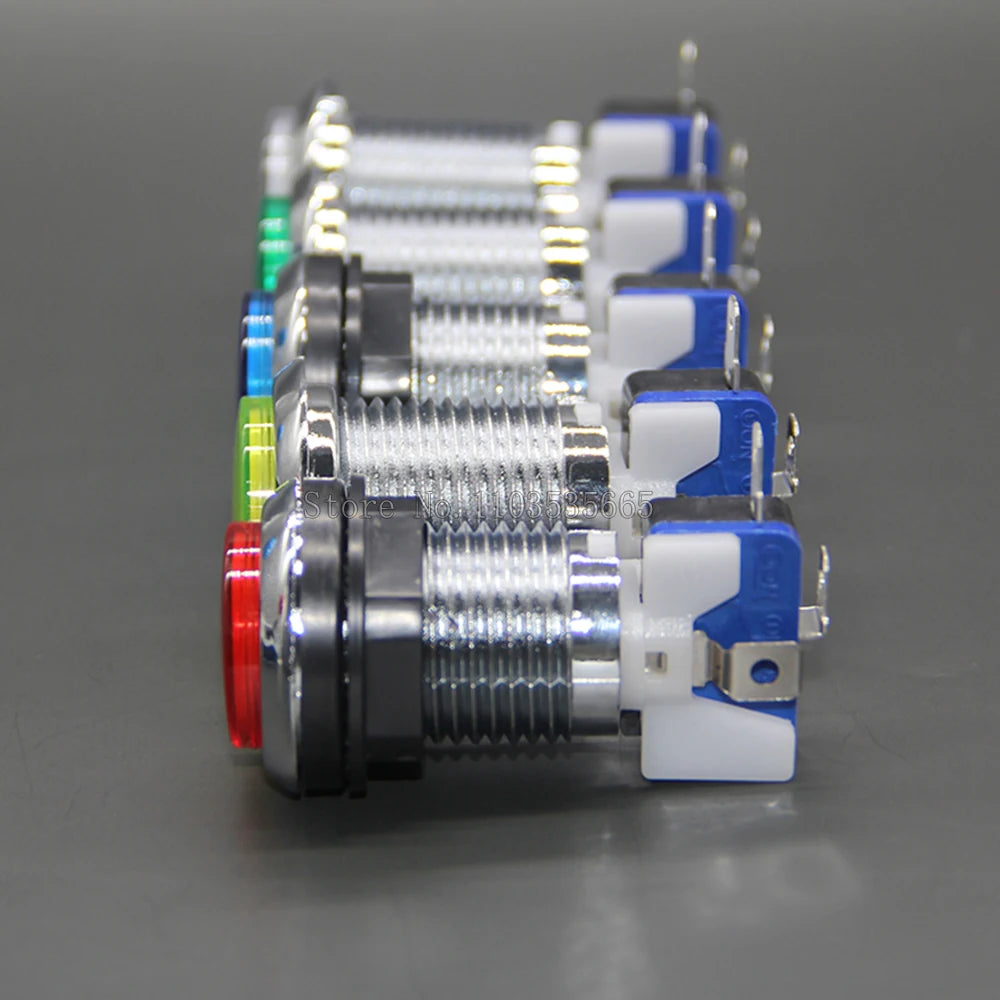 1PCS CHROME Plated illuminated arcade push button 5V 12v LED Arcade Start Push Button with microswitch for Arcade game DIY